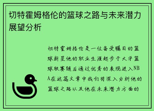 切特霍姆格伦的篮球之路与未来潜力展望分析